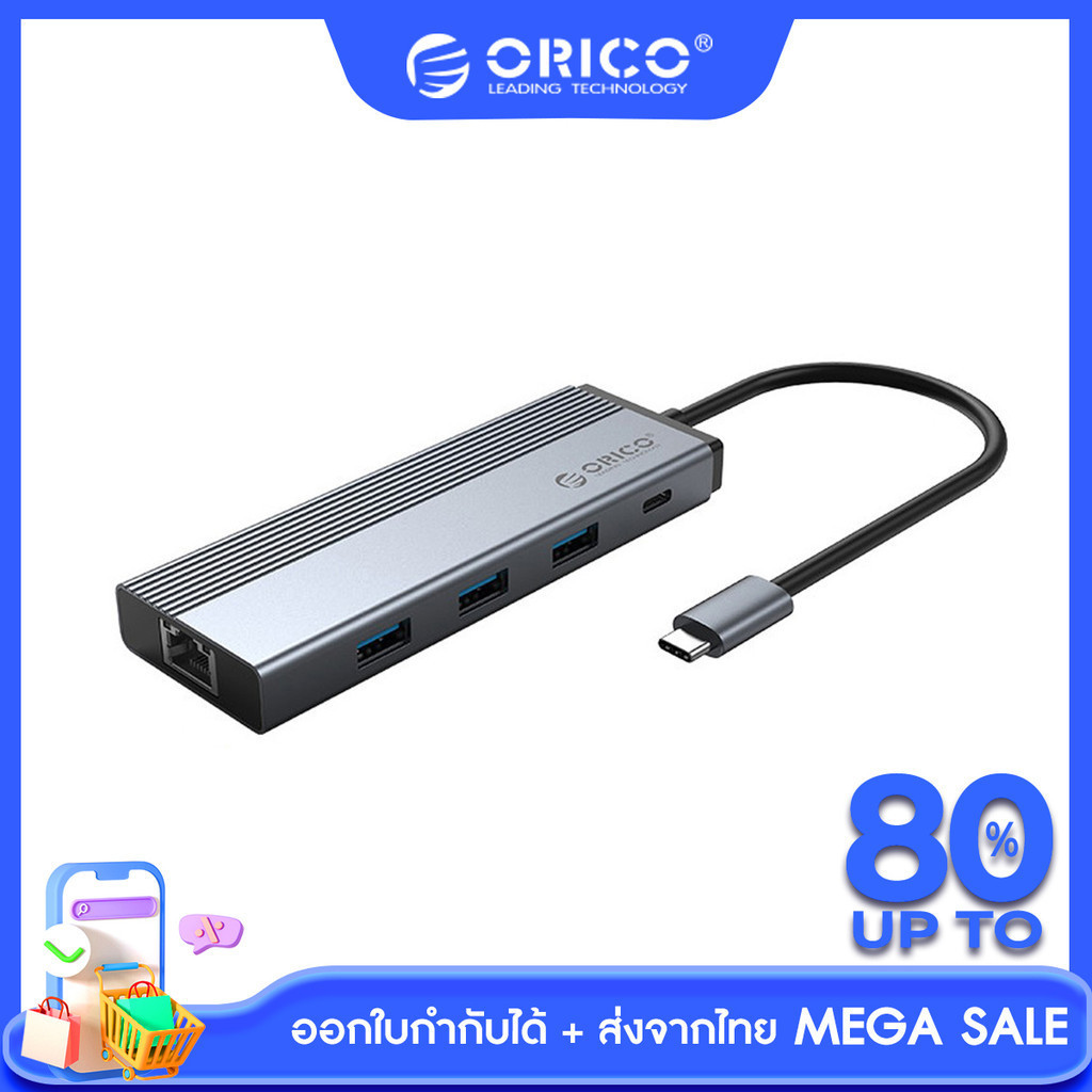 [ส่งจากไทย-ออกใบกำกับได้] ORICO 5SXA อะแดปเตอร์ 5 In 1 USB C To USB3.0 100W PD Docking Station สําหรับ Macbook AIR / Pro