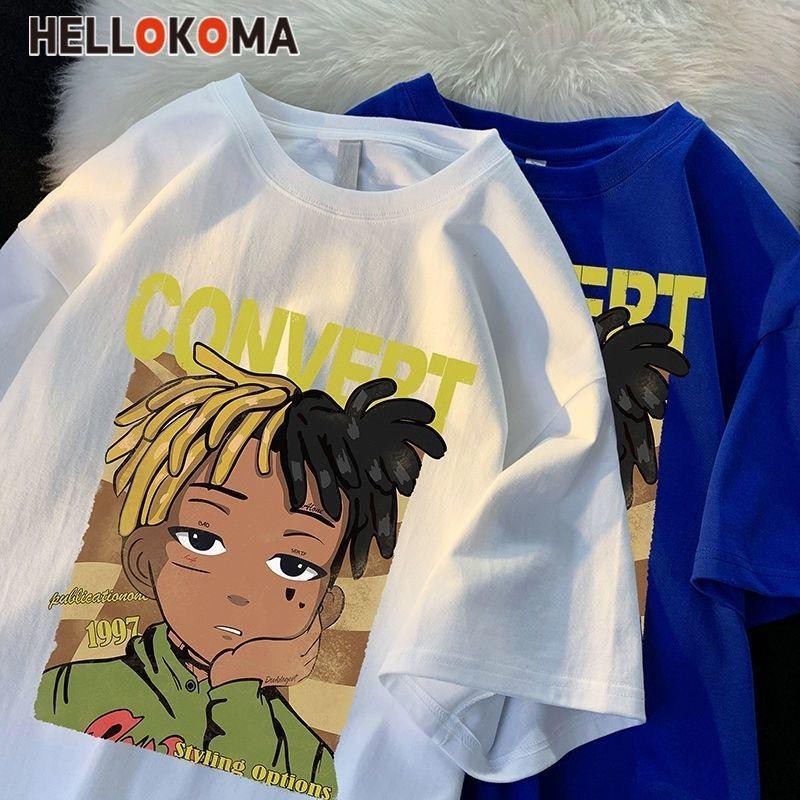 เสื้อยืดแขนสั้น ลายการ์ตูนผู้ชายฤดูร้อน Y81 สไตล์อเมริกันย้อนยุคแบรนด์แฟชั่น ฮิปฮอปชายแขนสั้น