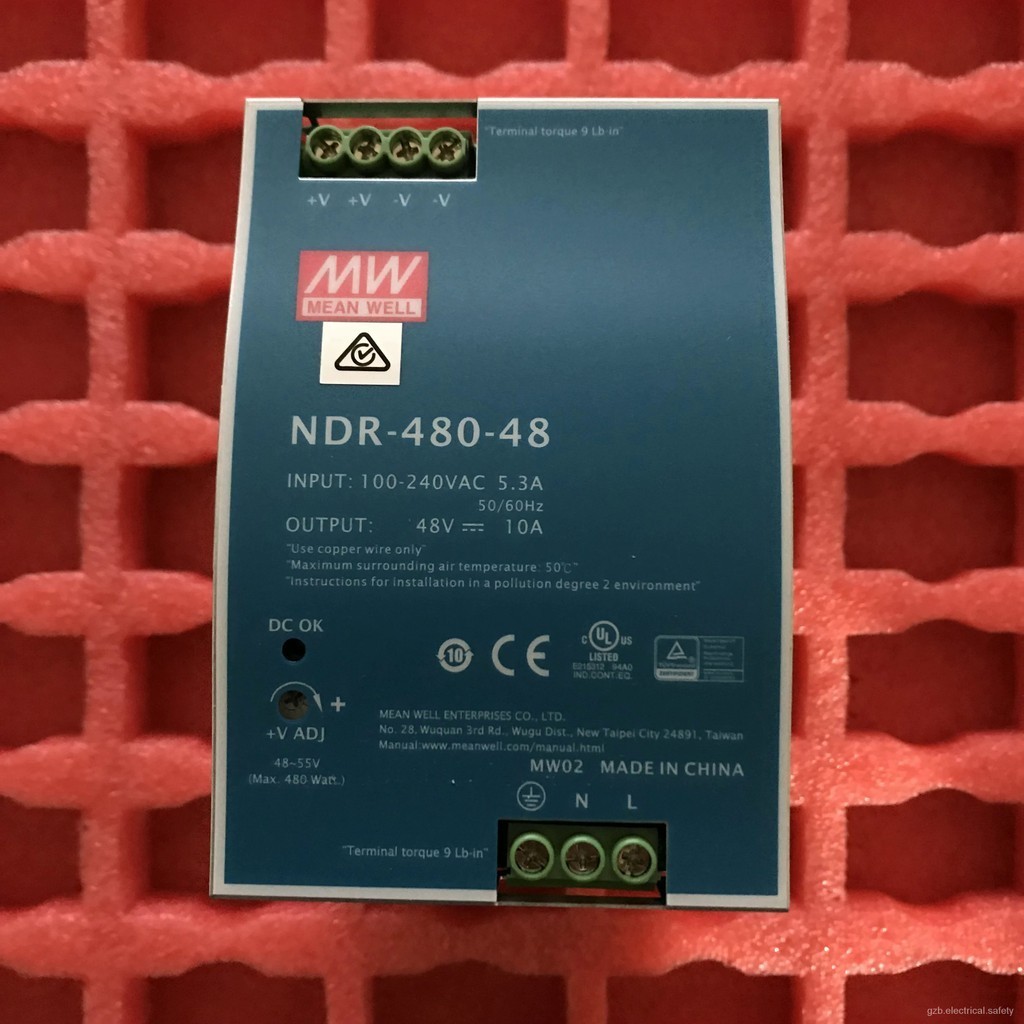 MEAN WELL NDR-480-24 20A 24V Meanwell NDR-480-48V แหล่งจ่ายไฟราง DIN อุตสาหกรรมเอาต์พุตเดี่ยว480W