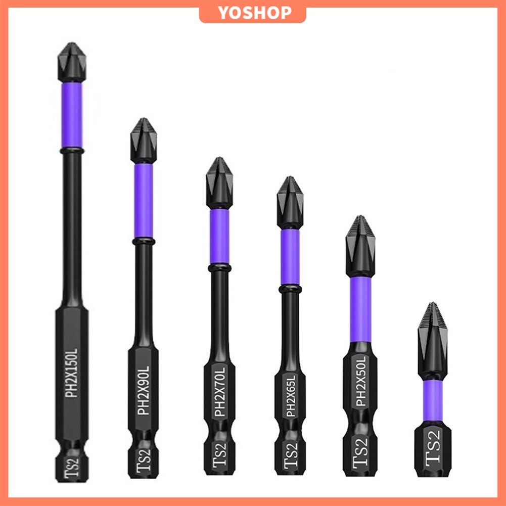 ดอกไขควงแม่เหล็ก แรงบิดสูง PH2 25 150 มม. 6 ชิ้น