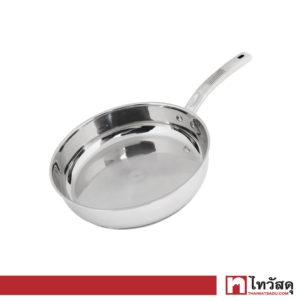 KASSA HOME กระทะด้ามสเตนเลสทรงตื้น รุ่น CC-0024 ขนาด 28 ซม. สีเงิน