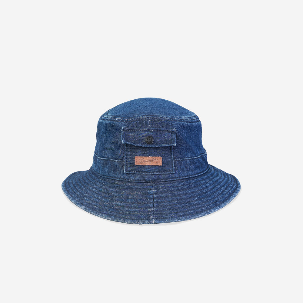 WRANGLER หมวกผู้ชาย ทรง Bucket Hat รุ่น WR S324UHATN12 - สีน้ำเงิน