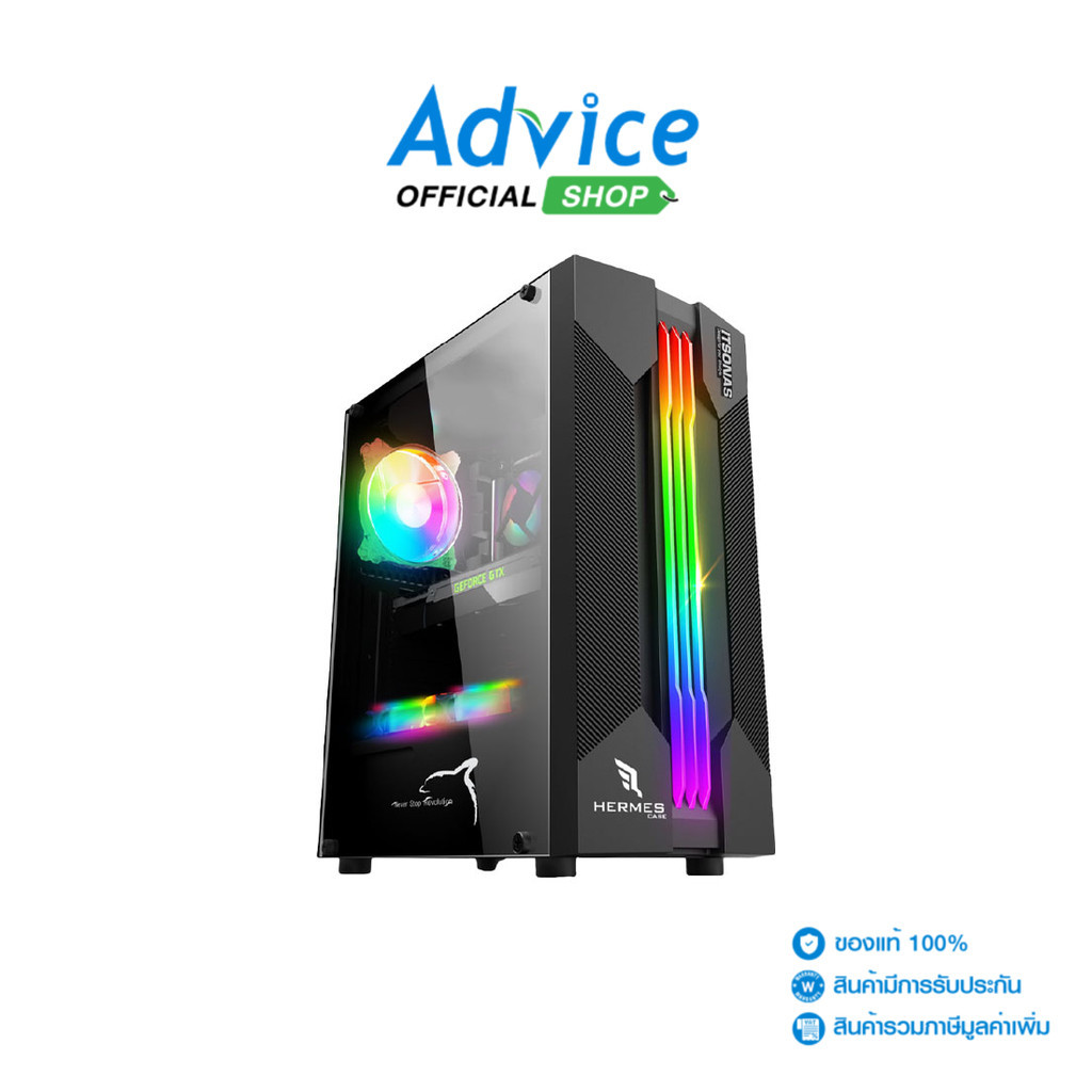 ITSONAS ATX CASE เคสคอมพิวเตอร์(NP) HERMES TG ARGB (BLACK) - A0145576