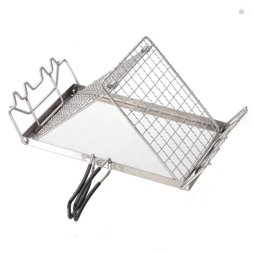 Folding Camp Stove Toaster Stainless Steel Bread Toaster Rack for Camping Backpacking Picnic