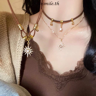 COD-ในไทย💖สร้อยคอ เมลลาร์ด chokerโซ่ไหปลาร้า ดวงอาทิตย์และดวงดาว สไตล์หวานและเท่ นักเรียนสำหรับผู้หญิง 2024ใหม่-Kri