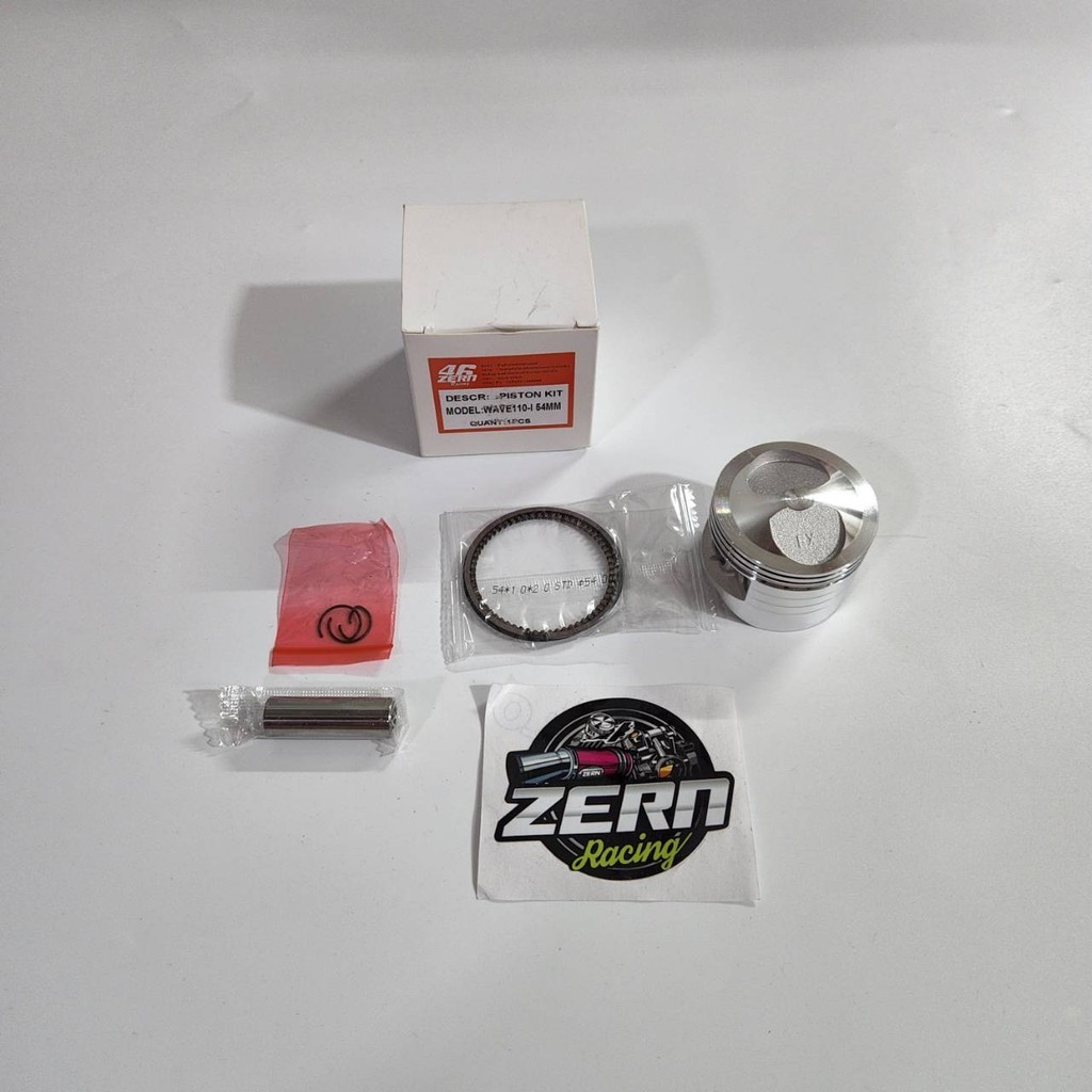 ZERN ลูกสูบ54 + แหวน + สลัก + กิ๊บ เวฟ110i 2009-2020 หัวนูน หลบวาล์วลึก + สติ๊กเกอร์ช่างเซิน **เฉพาะ