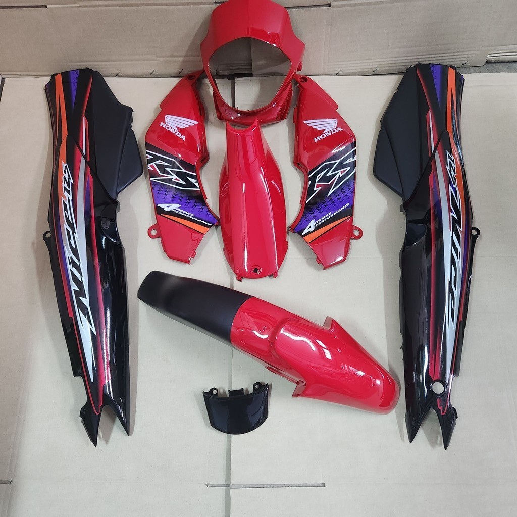 ชุดสี ไนท์ nice 110 u box สีแดงดำ พร้อมติดลาย nice125 สีแดง ยกชุด8ชิ้น