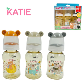 ส่งไว! ⭐⭐⭐ KATIE (เคที่) ขวดนมสีชา ขวดนมคอกว้าง และคอแคบ ขนาด 4, 5 และ 8ออนซ์ (จุกไม่ดูดไม่ไหล)