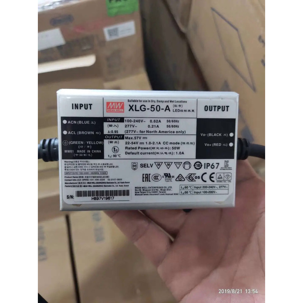 ✦MEAN WELL XLG-50-A XLG-50-AB 50W โหมดพลังงานคงที่ LED Driver