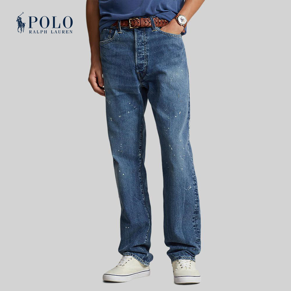 Polo Ralph Lauren กางเกงยีนส์ผู้ชาย Vintage Classic Fit Distressed Jean รุ่น MNPODNM10920302 สีฟ้า