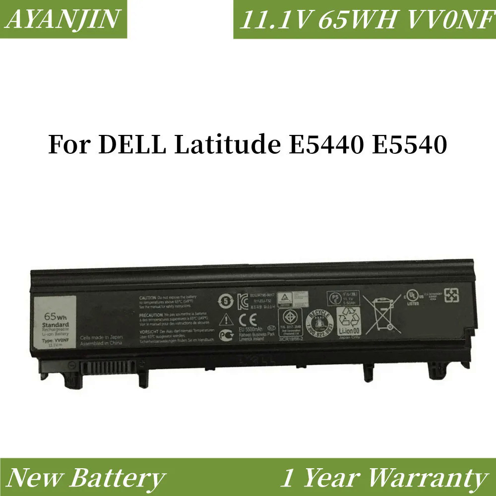 แบตเตอรี่แล็ปท็อป65WH 11.1V สำหรับ DELL Latitude E5440 E5540 Series VJXMC N5YH9 VV0NF FT6D9