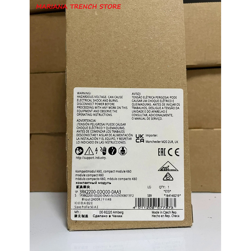 3RK2200-0DQ00-0AA3สำหรับ Siemens AS-I Compact Module K60 Digital A/b Slave,8 DI, IP67 8 X Inputs