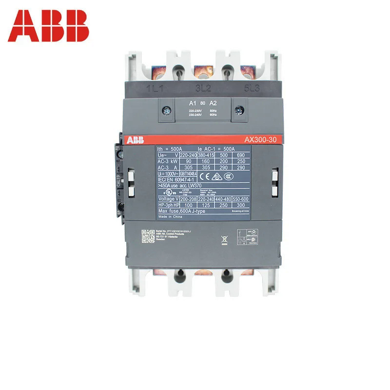 ABB 3-ploe Contactors AX Series 1NC และ1NO 50HZ/60HZ 24V ~ 440V 300A AX300-30-11