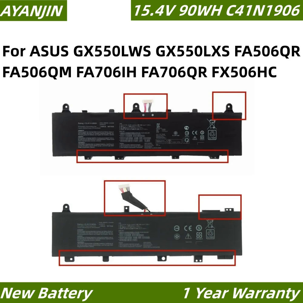 C41N1906-1 15.4V 90WH แบตเตอรี่แล็ปท็อปสำหรับ ASUS GX550LWS GX550LXS FX506HM FA706IH FA706QR FX506HC