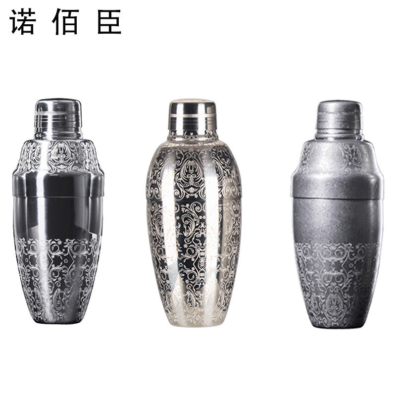 304Stainless Steel American Cocktail Shaker Wine Decanter Section Shaker Etching Carved Cocktail Sha