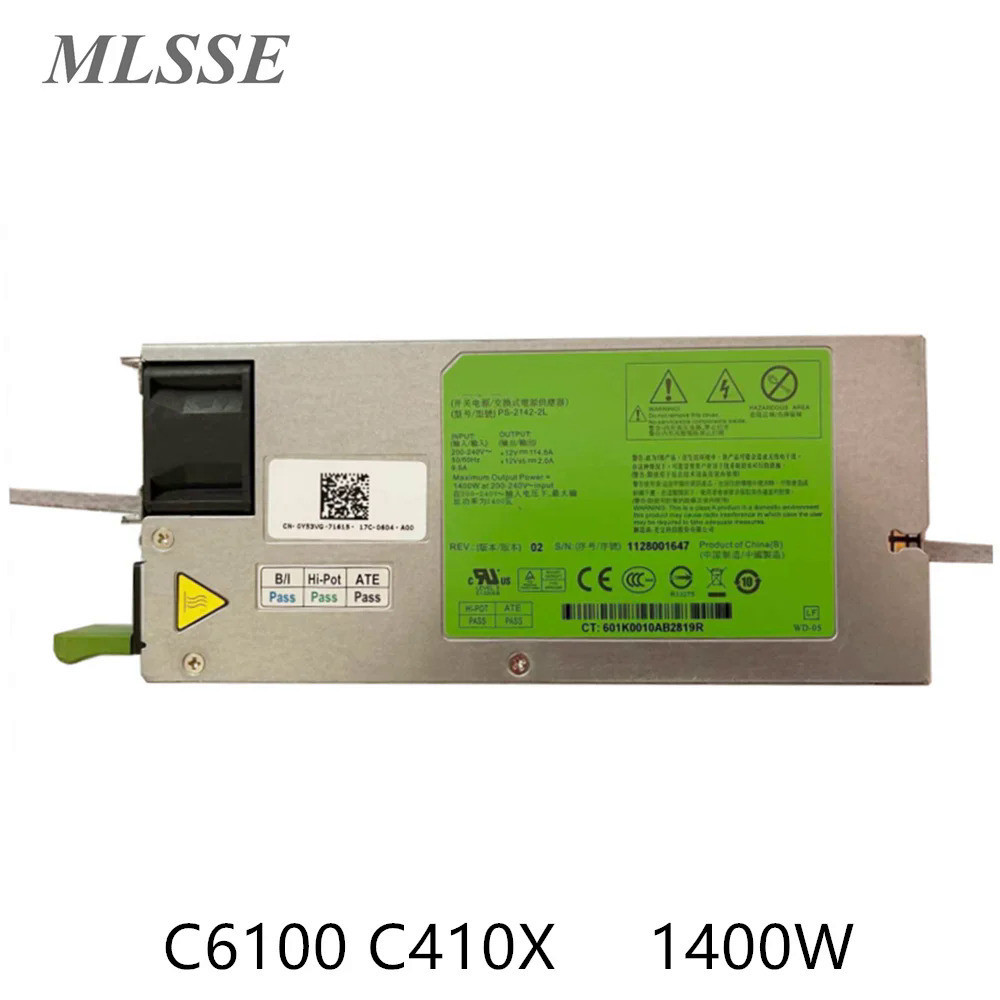 Original 1400W สำหรับ DELL C6100 C410X PS-2142-2L Hot-Swap แหล่งจ่ายไฟ CN-0Y53VG 0Y53VG 100% ทดสอบ F