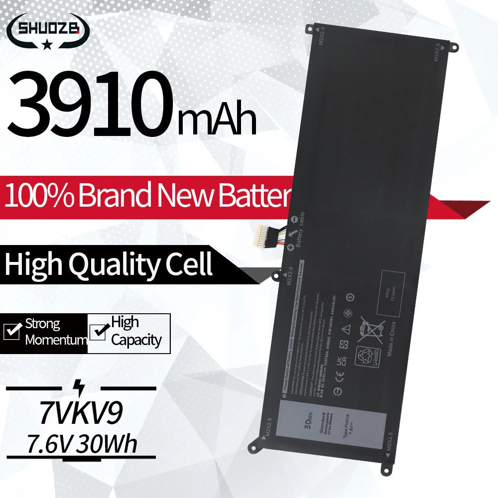 New 7VKV9 Laptop Battery For DELL Latitude XPS 12 7000 7275 9250 Series Notebook Battery 9TV5X 7.6V 
