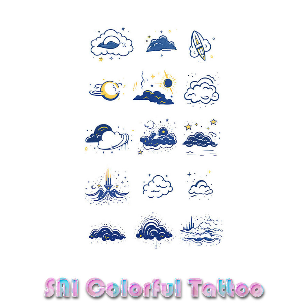 แทททู SAI COLORFUL TATTOO 18CM×11CM แทททูรอยสักกันน้ำ รอยสักชั่วคราว รอยสัก แขน ข้อมือ ข้อเท้า กระดูกไหปลาร้า ยานอวกาศ อวกาศ พระอาทิตย์ขึ้น พระอาทิตย์ตก ดวงอาทิตย์ น่ารัก เด็กสาว เจ้าหญิง โรแมนติก เซ็กซี่ เทพธิดา 017