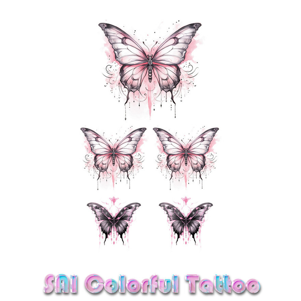 แทททู SAI COLORFUL TATTOO 18CM×11CM แทททูรอยสักกันน้ำ รอยสักชั่วคราว รอยสัก แขน ข้อมือ ข้อเท้า กระดูกไหปลาร้า ผีเสื้อ น่ารัก เด็กสาว เจ้าหญิง โรแมนติก เซ็กซี่ เทพธิดา 083
