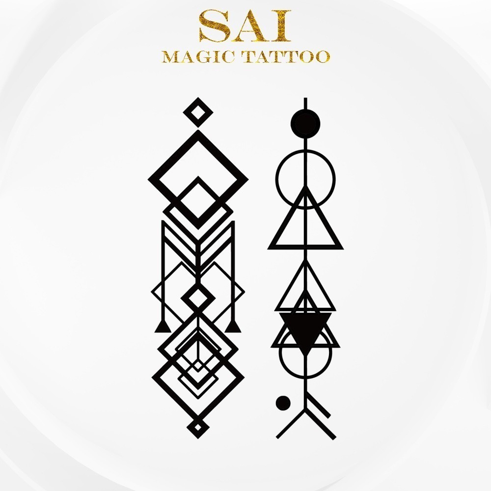 แทททู SAI MAGIC TATTOO 10CM×06CM รอยสักอยู่ได้นาน 2 สัปดาห์ รอยสักมายากล แทททูรอยสักกันน้ำ รอยสักชั่วคราว รอยสัก สักแขน สักข้อมือ,น่ารัก มินิมอลลิสต์,แบบสักชนเผ่า 010