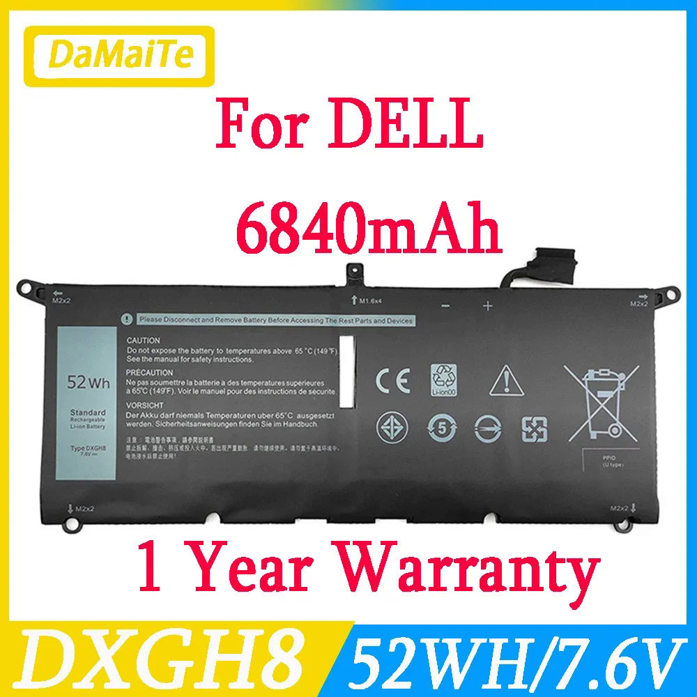 Damaite แบตเตอรี่แล็ปท็อป DXGH8สำหรับ Dell XPS 13 9380 9370 7390 13 7000 7390 7391 Inspiron 7390 2-I