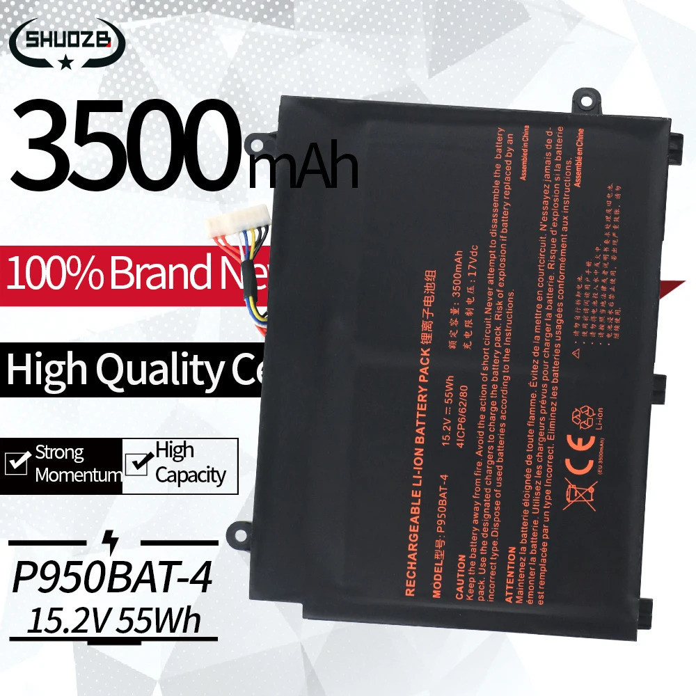 6-87-P950S-52B01 P950BAT-4 Laptop Battery For Clevo P955EP6 P950HP6 P957KP6 P955HP6 P955ER Eurocom Q