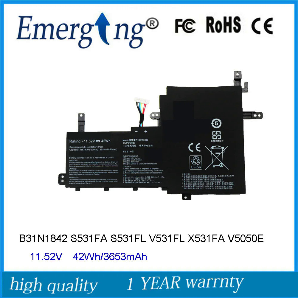 11.52V B31N1842 S531FL แบตเตอรี่แล็ปท็อปสำหรับ ASUS VivoBook S531FA V531FL V531FA S530FA-EJ042T 3ICP