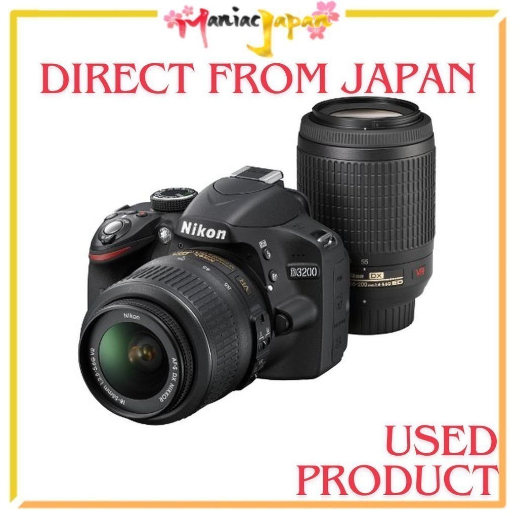 [ กล้องมือสองจากญี่ปุ่น ] [ กล้อง DSLR ] กล้องดิจิตอล Nikon SLR D3200 200mm Double Zoom Kit w/18-55m