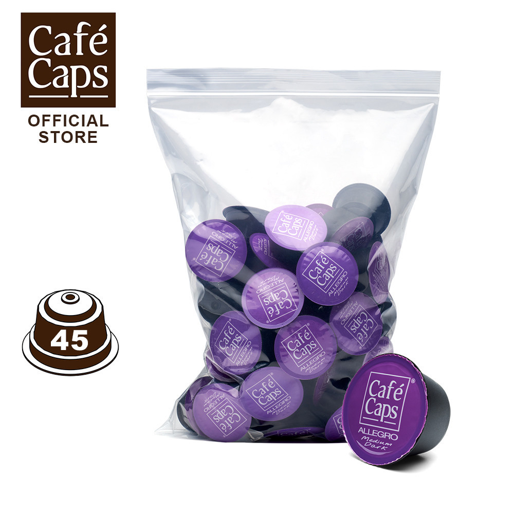 Cafecaps - กาแฟ แคปซูล Nescafe Dolce Gusto Compatible Allegro (1ถุง X 45แคปซูล)กาแฟดอยช้างคั่วเข้มกลางกลิ่นหอมช๊อคโกแลต