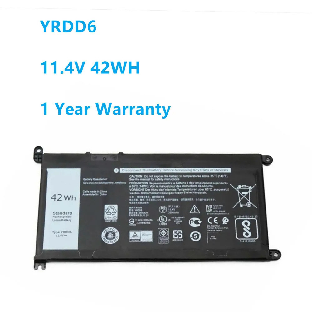 YRDD6 11.4V แบตเตอรี่42WH สำหรับ Dell Inspiron 5482 5480 5481 5485 5491 5591 5593 3583 3310 2-In-1 3