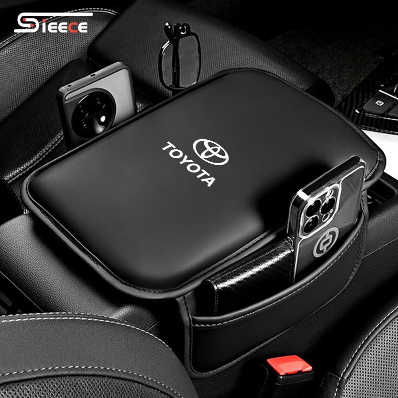 Sieece หนัง ที่หุ้มที่วางแขนรถยนต์ แผ่นรองคอนโซลกลาง สำหรับ Toyota Veloz Wish CHR Yaris Altis