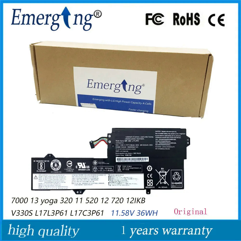 11.58โวลต์36WH ใหม่แล็ปท็อปแบตเตอรี่ L17M3P61สำหรับ Lenovo L17C3P61 L17L3P61 7000 13โยคะ320 11 520 1