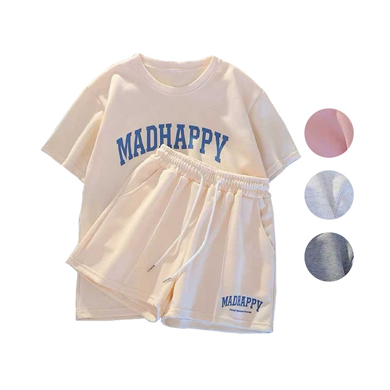 เสื้อ+กางเกงขาสั้น แฟชั่นชุดลำลอง น่ารัก มีให้เลือก 4 สี M-L