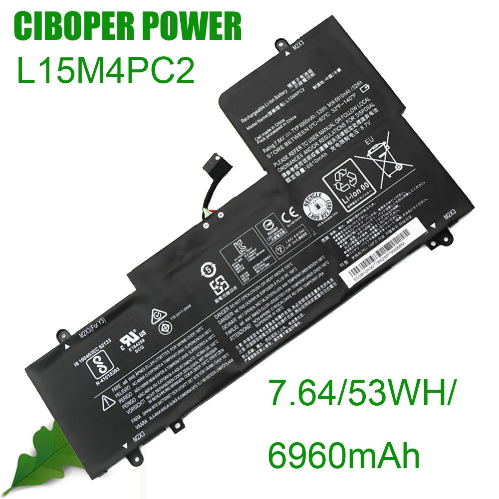CP แบตเตอรี่แล็ปท็อป L15M4PC2 7.64/53Wh L15L4PC2สำหรับ710-14ISK โยคะ,710-14IKB,,Series 5B10K90778 5B