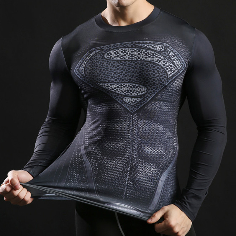 【COD】Mens Training Compression Shirt 3D Printed T-Shirt Sports Running Fitness Long Sleeve Sportswea