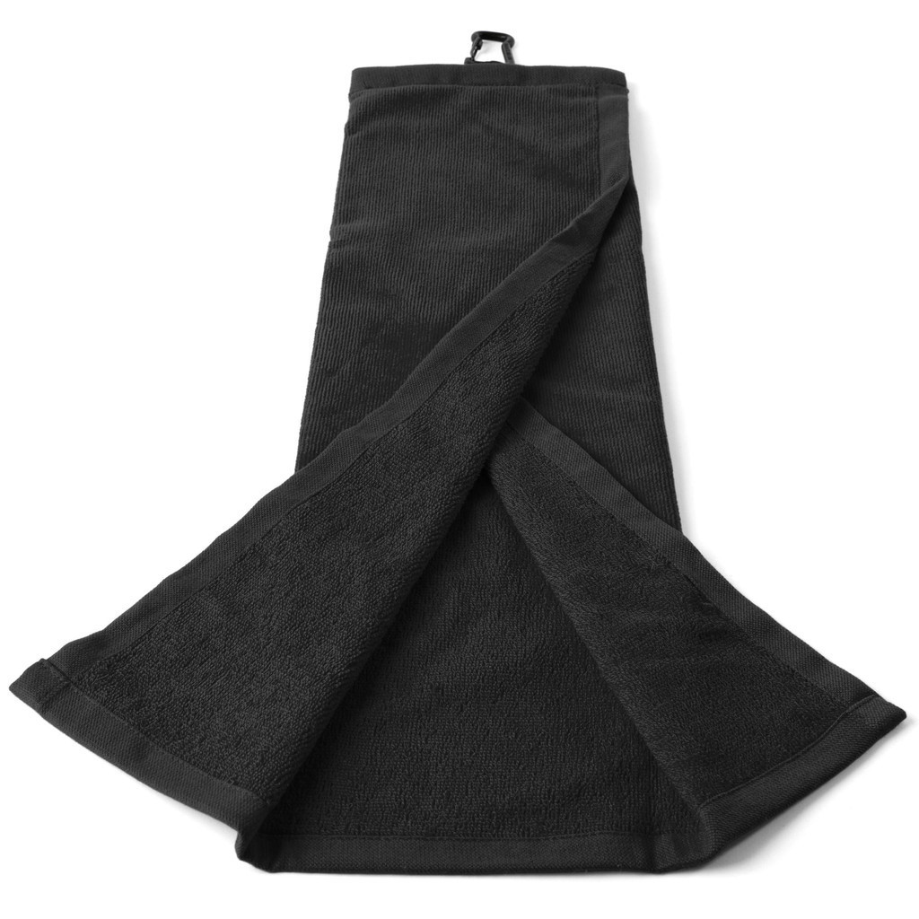 INESIS - ผ้าขนหนูเช็ดอุปกรณ์กอล์ฟรุ่น Tri-Fold (สีดำ) - TRI-FOLD GOLF TOWEL - INESIS BLACK