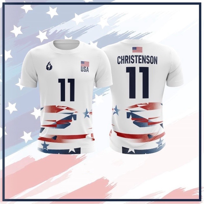 【COD】Customizable USA Women Men's Volleyball Jersey TShirt  XS-5XL