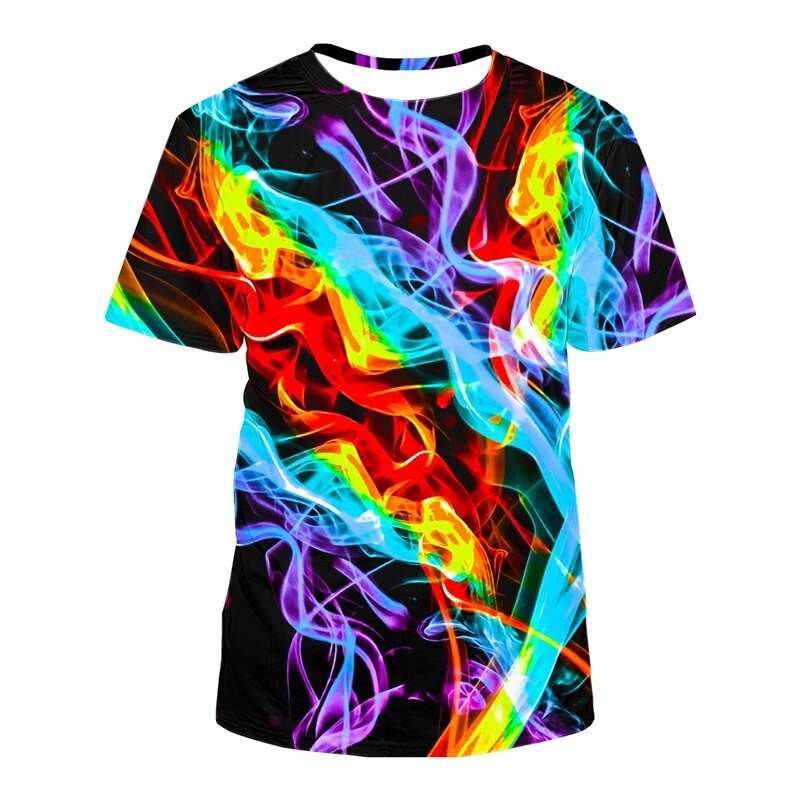 【COD】Men 3D Print Neon Graphic T-shirt Colorful Graffiti Women Clothing Funny Harajuku Fashion Kids 
