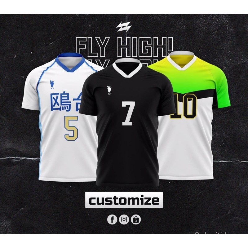 【High quality】Haikyuu Full Sublimation t-shirt/ jersey (Itachiyama, Inarizaki, Kamomedai)