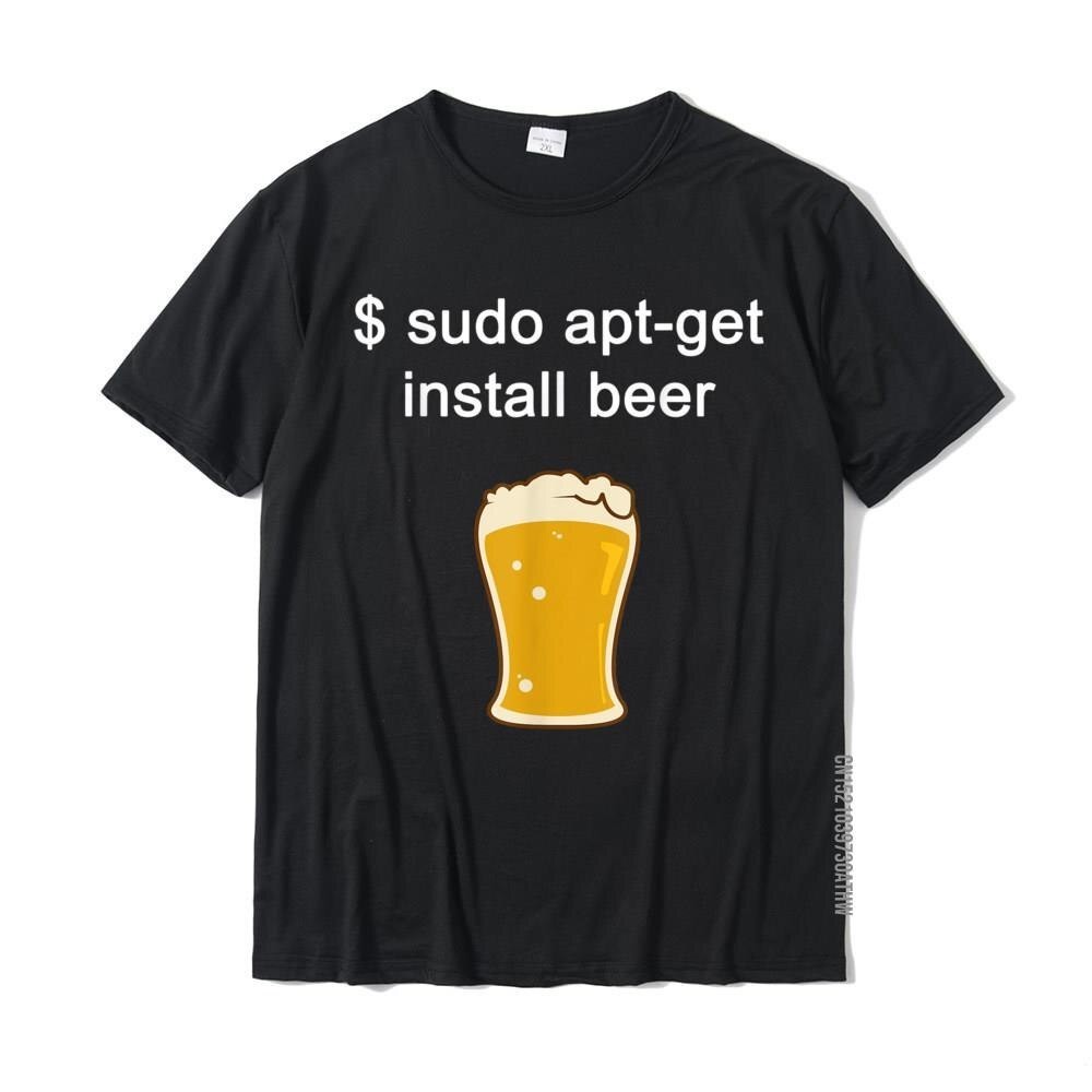 【COD】Top Tees Funny Sudo Apt-Get Beer Shirt For Linux Beer Programming T Shirt Shirt Plain Cotton Sl