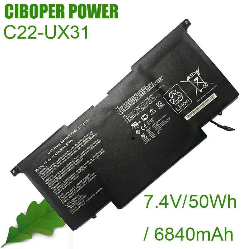 CP แบตเตอรี่แล็ปท็อป C22-UX31 7.4V/ 50WH/6840MAH สำหรับ Zenbook UX31 UX31A UX31E C22-UX31 C23-UX31
