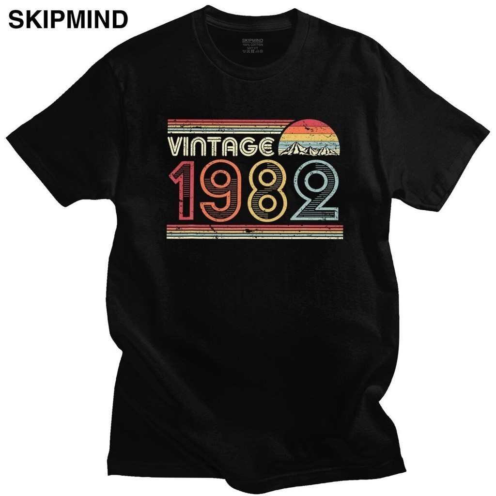 【COD】Vintage 1982 T Shirt Men Cotton Fashion T-shirt O-neck Short Sleeve 38th Birthday Gift Tee Retr