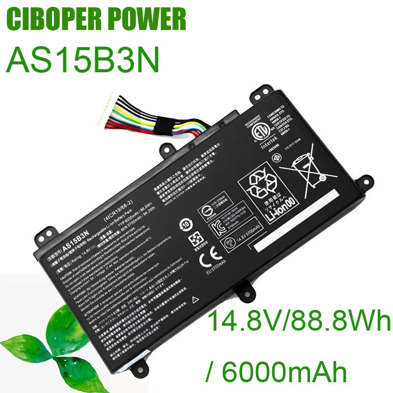 CP แบตเตอรี่แล็ปท็อป AS15B3N 14.8V88 8Wh/ 6000MAh สำหรับ Predator 17 15 G9-591-713C 17 G9-792-72S6แล