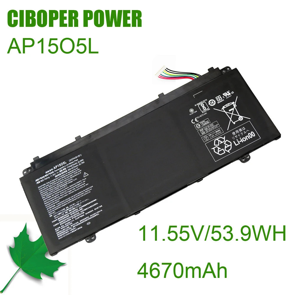 ของแท้ CP แบตเตอรี่แล็ปท็อป AP15O5L AP1505L 11.55V/4670MAh/53.9WH สำหรับ S 13 S5-371 S5-371-52JR 767