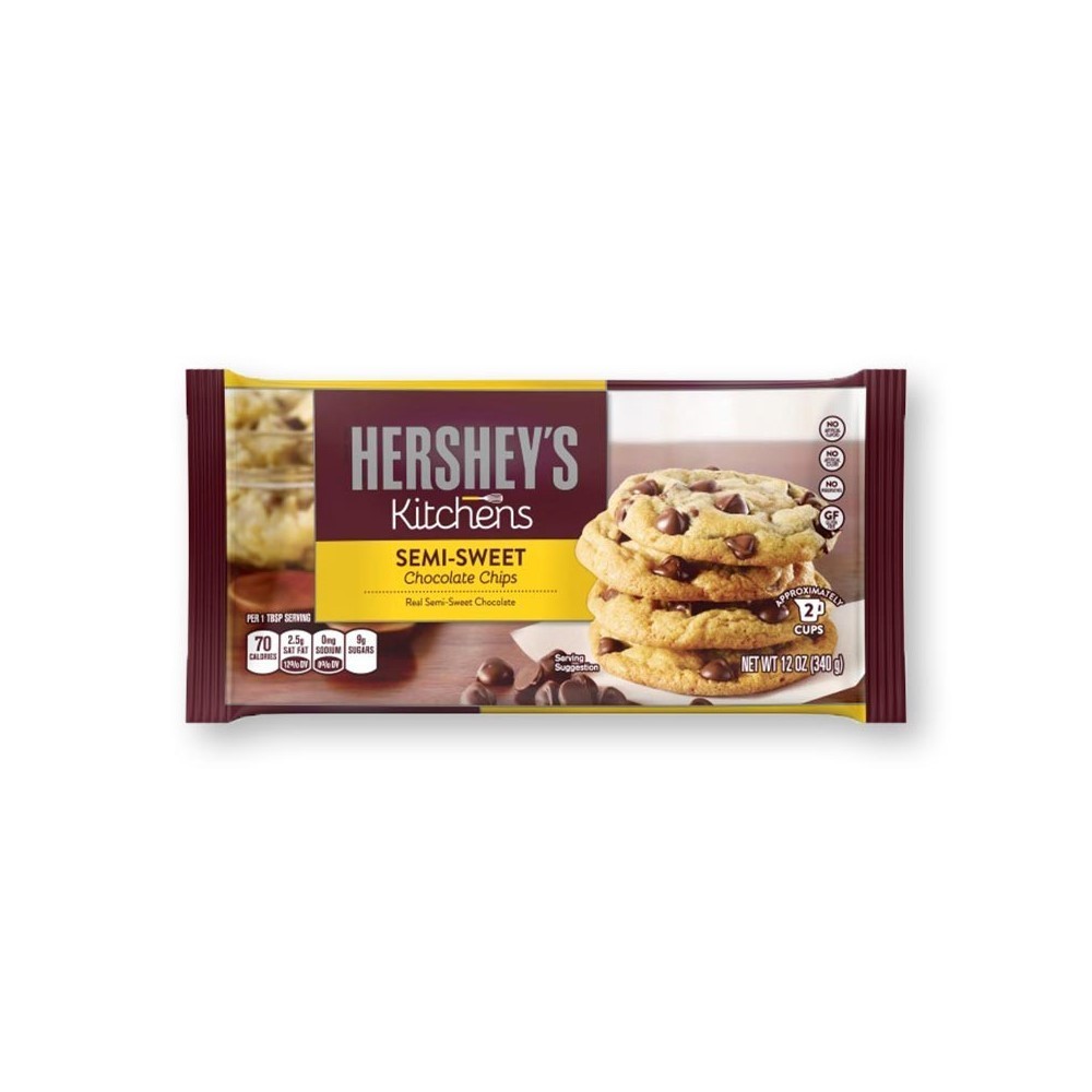 BIG SALE ⏰ เฮอชี่ส์เซมิสวีตชอคโกแลตชิป 340ก. 🌼 HERSHEY S SEMI-SWEET CHOCOLATE CHIPS 340 G. [ส่วนผสมเ