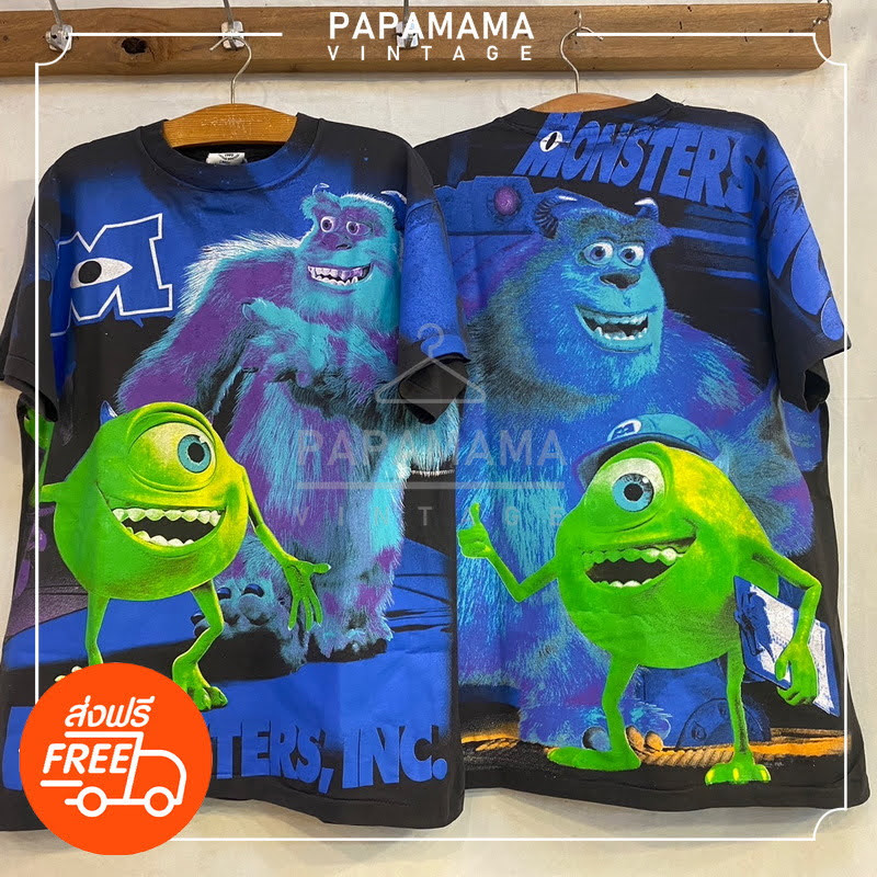 [ Monsters,INC ] the original Bootleg แท้ OVP ฟอกไบโอ เสื้อการ์ตูน เสื้อวินเทจ papamama vintage shir