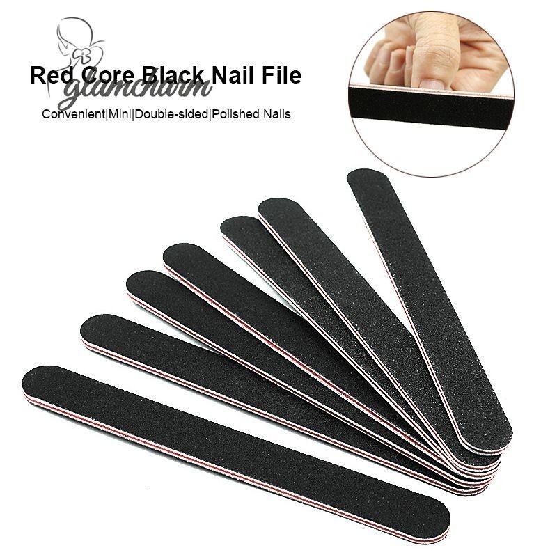 glamcharmRed Core Black Nail File Nail Art Tool Nail Double-side Polishing Strip
