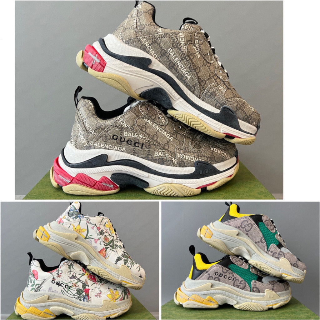 Pre-Order ราคา4500 Balenciaga Triple S หนังวัว รองเท้าผู้ชาย รองเท้าผู้หญิง รองเท้ากีฬา size35-45