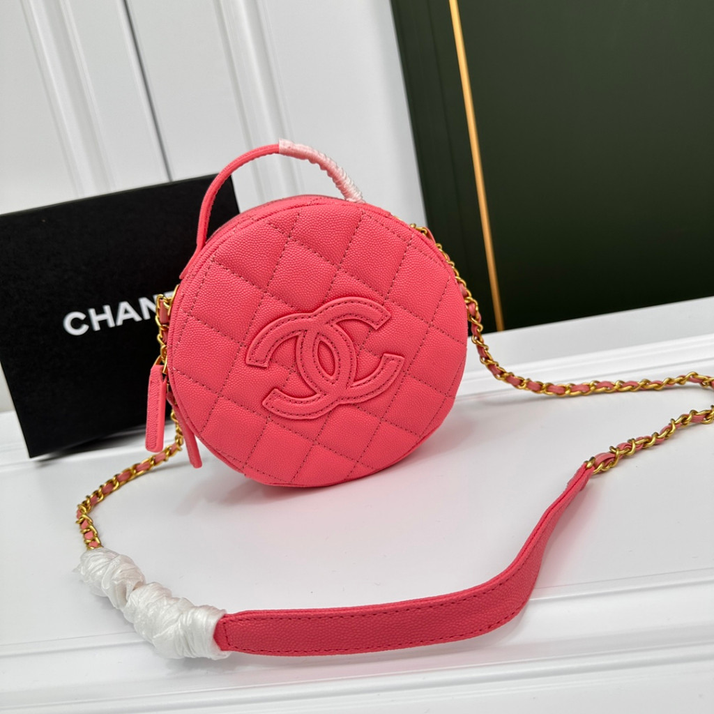 CHANEL กระเป๋าเค้กทรงกลมกระเป๋าเงินเหรียญขนาดเล็กกระเป๋าถือกระเป๋าสะพายโซ่กระเป๋าสะพายข้างกระเป๋าผู้