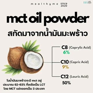 MCT Oil Powder 100% ผงมะพร้าว (3 กระปุก) C8 100% คีโตกินได้ IF กินได้